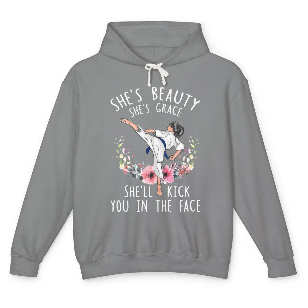 Taekwondo Girl She'll Kick You In The Face Martial Art Gift Unisex Lightweight Hoodie