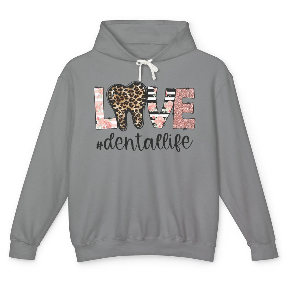 Leopard Teeth Love Dental Life Dental Hygienist Dentistry Unisex Lightweight Hoodie