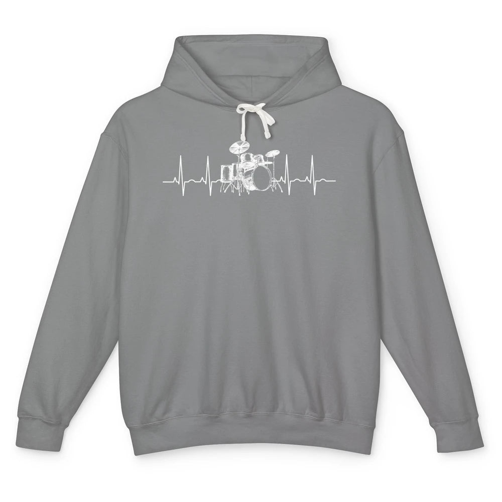 Drummer Heartbeat Drumming Lovers Drummers Percussionists Unisex Lightweight Hoodie