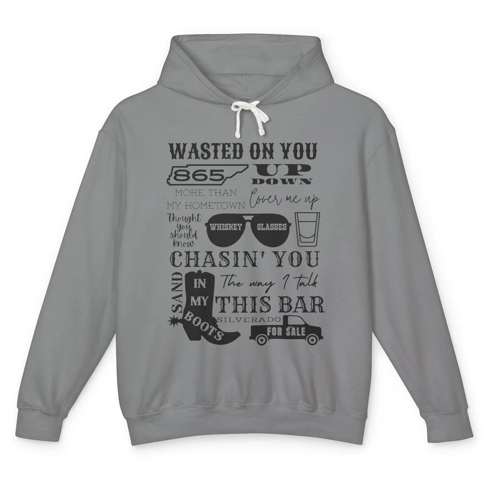 Retro Sands In My Boots Wasted On You Western Country Music Unisex Lightweight Hoodie