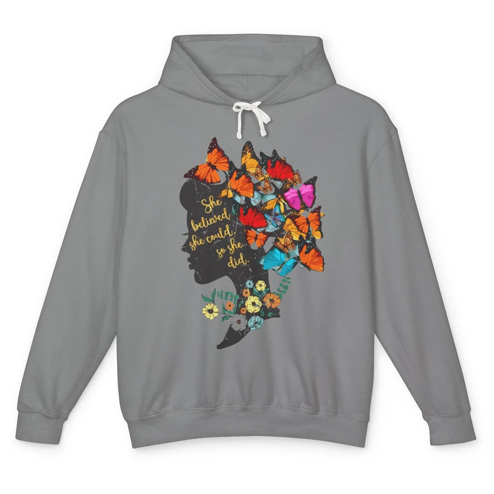 Floral Women Butterfly Inspirational Saying Mental Health Unisex Lightweight Hoodie