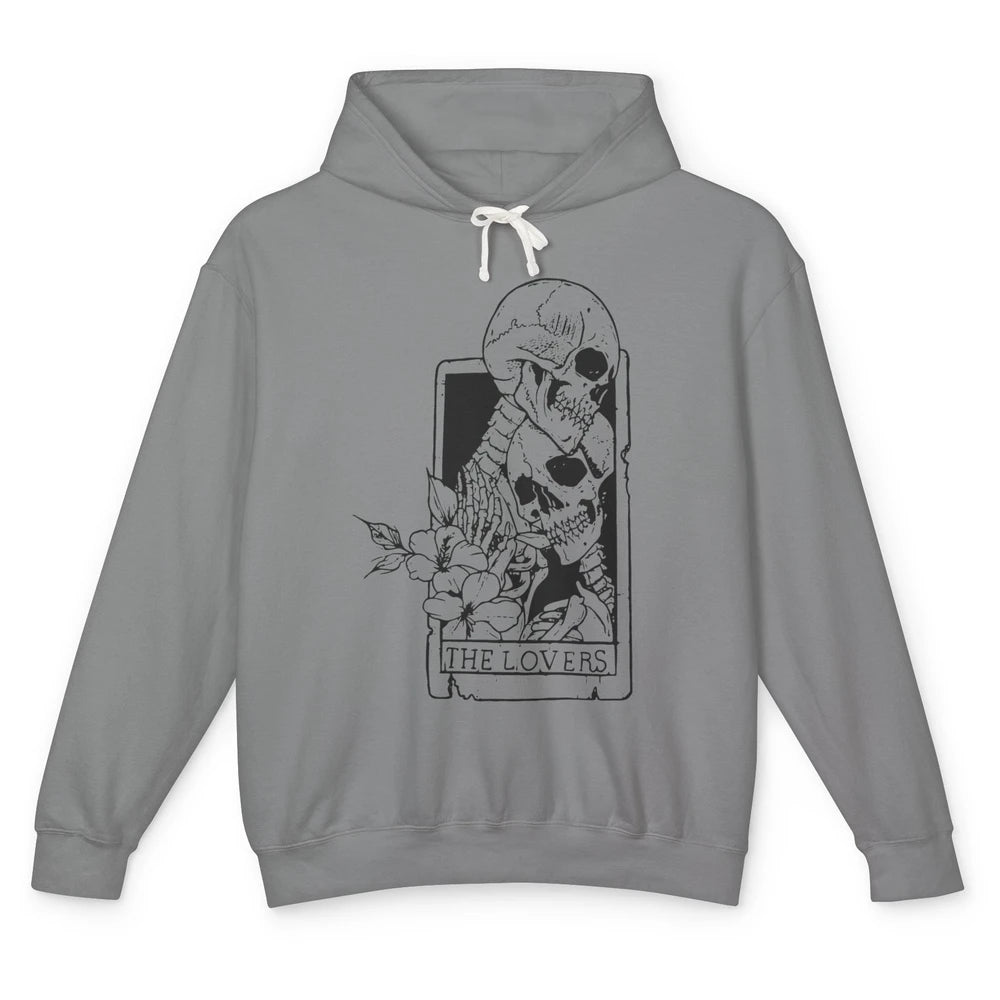 Funny Skeleton Couple The Lovers Tarot Card Valentines Day Unisex Lightweight Hoodie