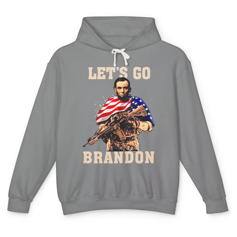 Abraham Lincoln US Flag Lets Go Brandon Conservative Liberal Unisex Lightweight Hoodie