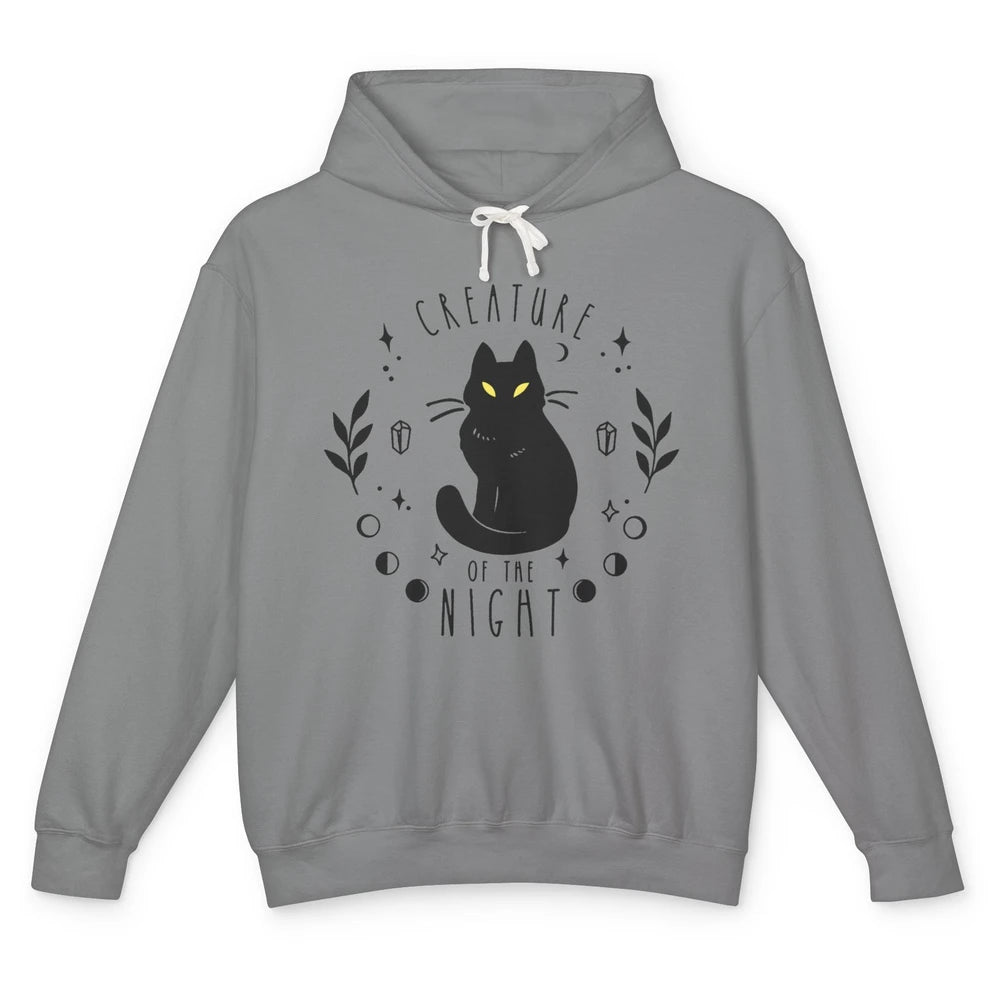 Black Cat Witch Creature Of The Night Halloween Cat Costume Unisex Lightweight Hoodie