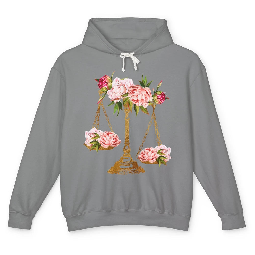 Wildflowers Lawyer Office Scales Decor Justice Law School Unisex Lightweight Hoodie