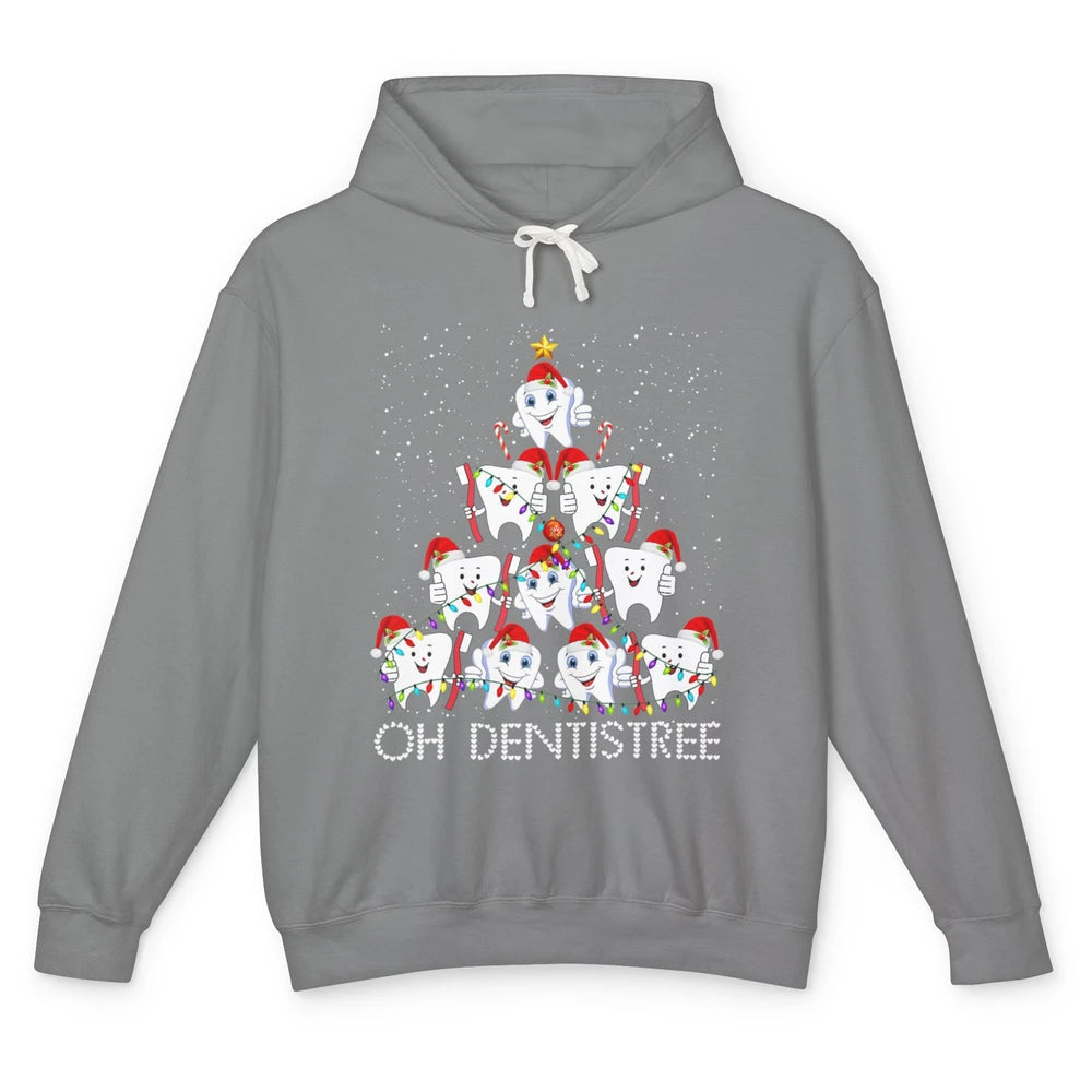 Merry Christmas Dentistree Xmas Tree Lights Dentist Teeth Unisex Lightweight Hoodie