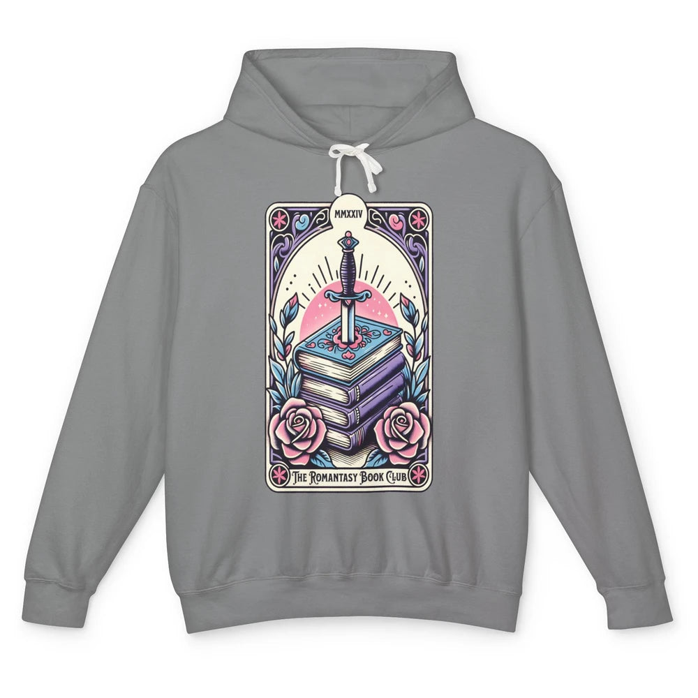 Romantasy Book Club Pastel Tarot Card Sword Floral Reading Books Bookish Bookworm Unisex Lightweight Hoodie