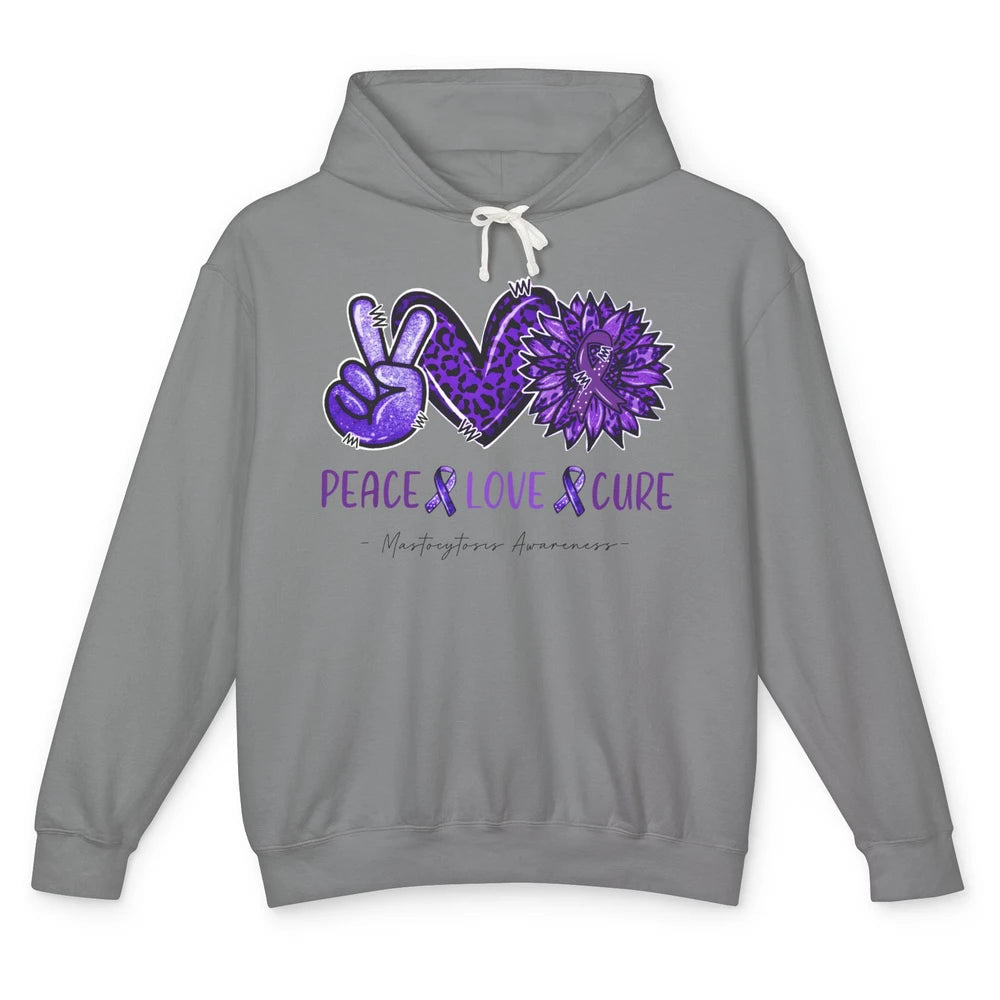 Mastocytosis Awareness Purple Ribbon Peace Love Fight Unisex Lightweight Hoodie