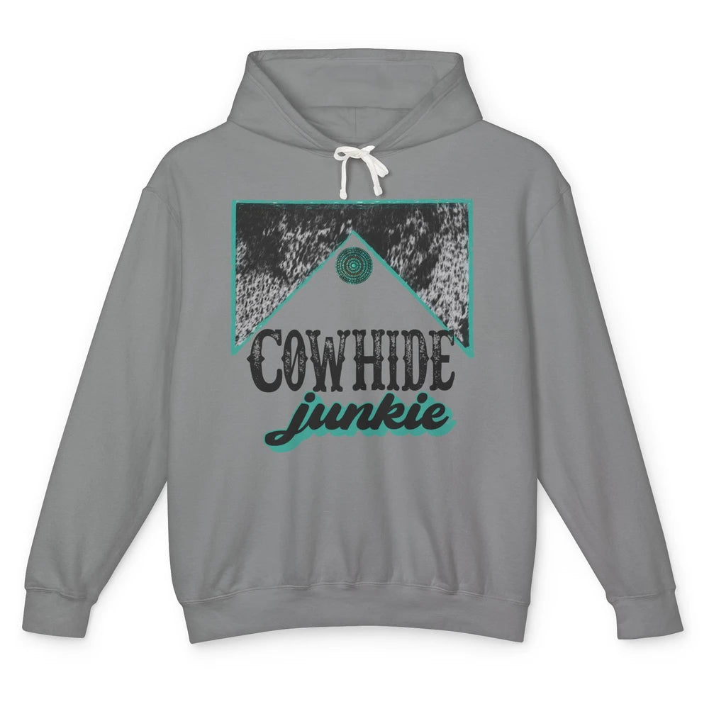 Retro Cowhide Junkie Western Country Cowboy Cowgirl Gift Unisex Lightweight Hoodie