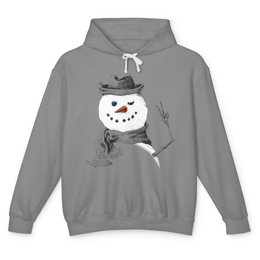 Snowman Peace Sign Christmas Snow Frosty Winter Xmas Gift Unisex Lightweight Hoodie