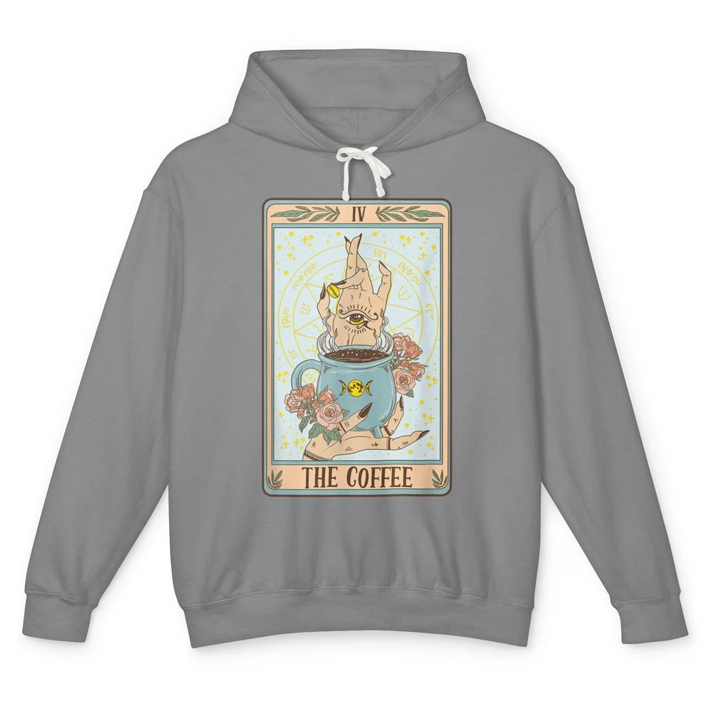 The Coffee Witch Eye Latte Tarot Card Mystical Halloween Unisex Lightweight Hoodie