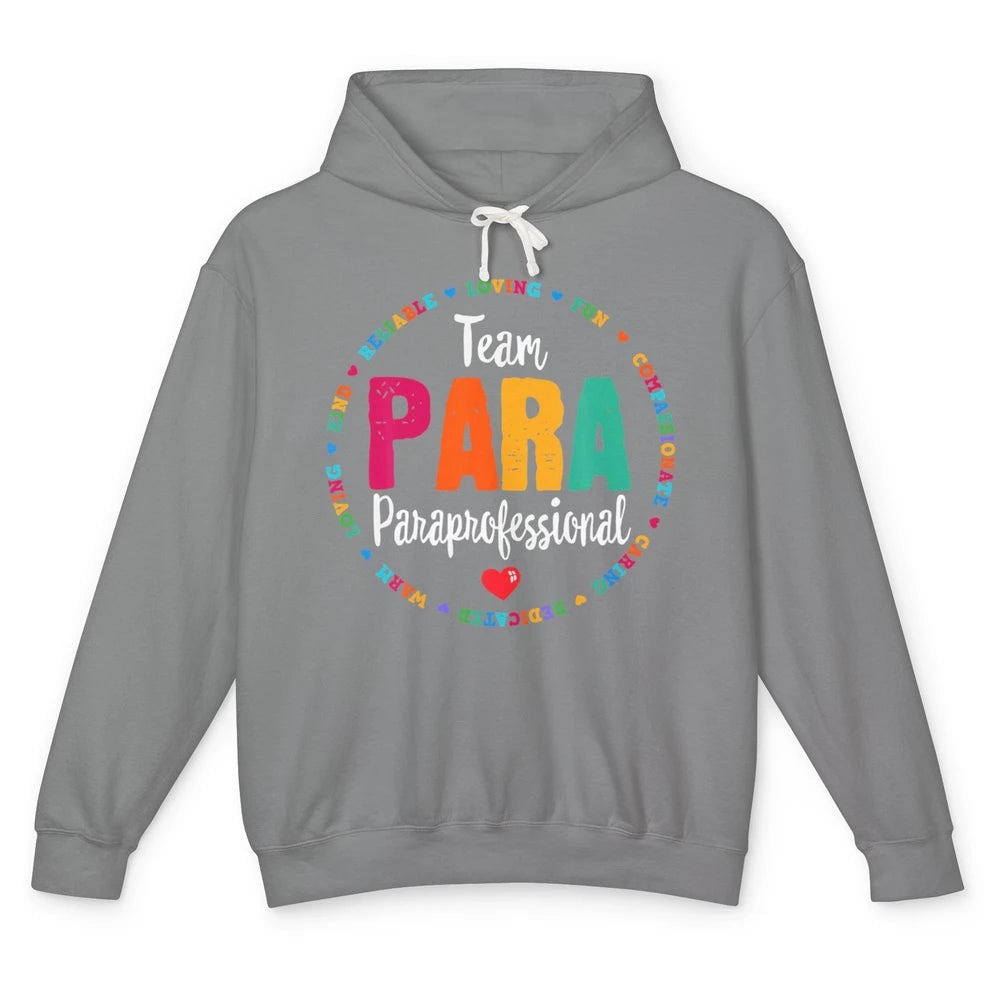 Team Paraprofessional Para Teacher Assistant Education Heart Unisex Lightweight Hoodie