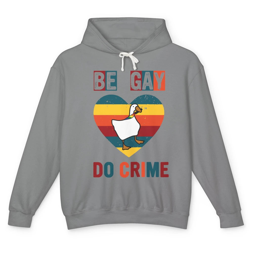 Vintage Duck Rainbow Be Gay Do Crime LGBTQ Community Rights Unisex Lightweight Hoodie