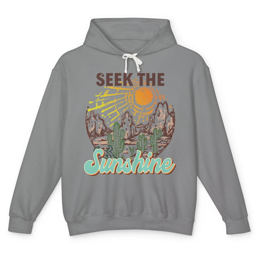 Retro Desert Cactus Seek The Sunshine Western Country Girls Unisex Lightweight Hoodie