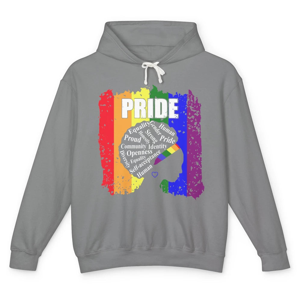 Proud Afro Girl Gay Pride Month Equality Unisex Lightweight Hoodie