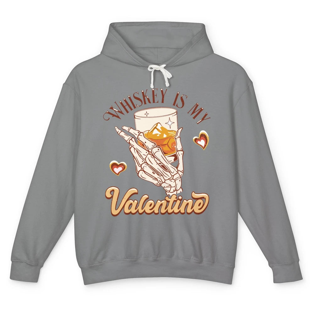 Whiskey is My Valentine Western Drinking Skeleton Valentine Unisex Lightweight Hoodie