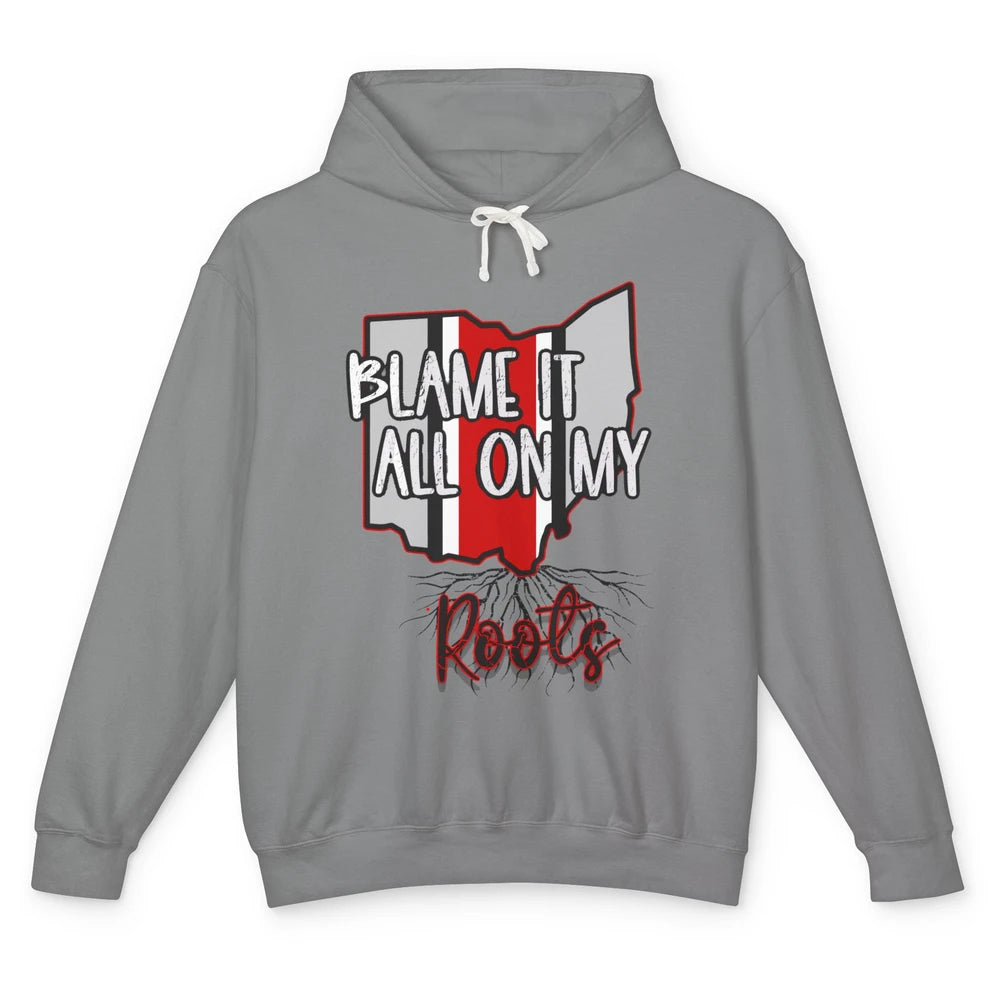 Retro Ohio Map Blame It All On My Roots Ohio Pride Gift Unisex Lightweight Hoodie