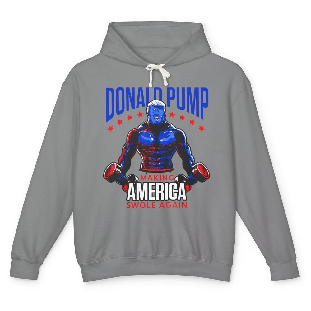 Funny Donald Pump Make America Swole Again Trump 2024 Return Unisex Lightweight Hoodie