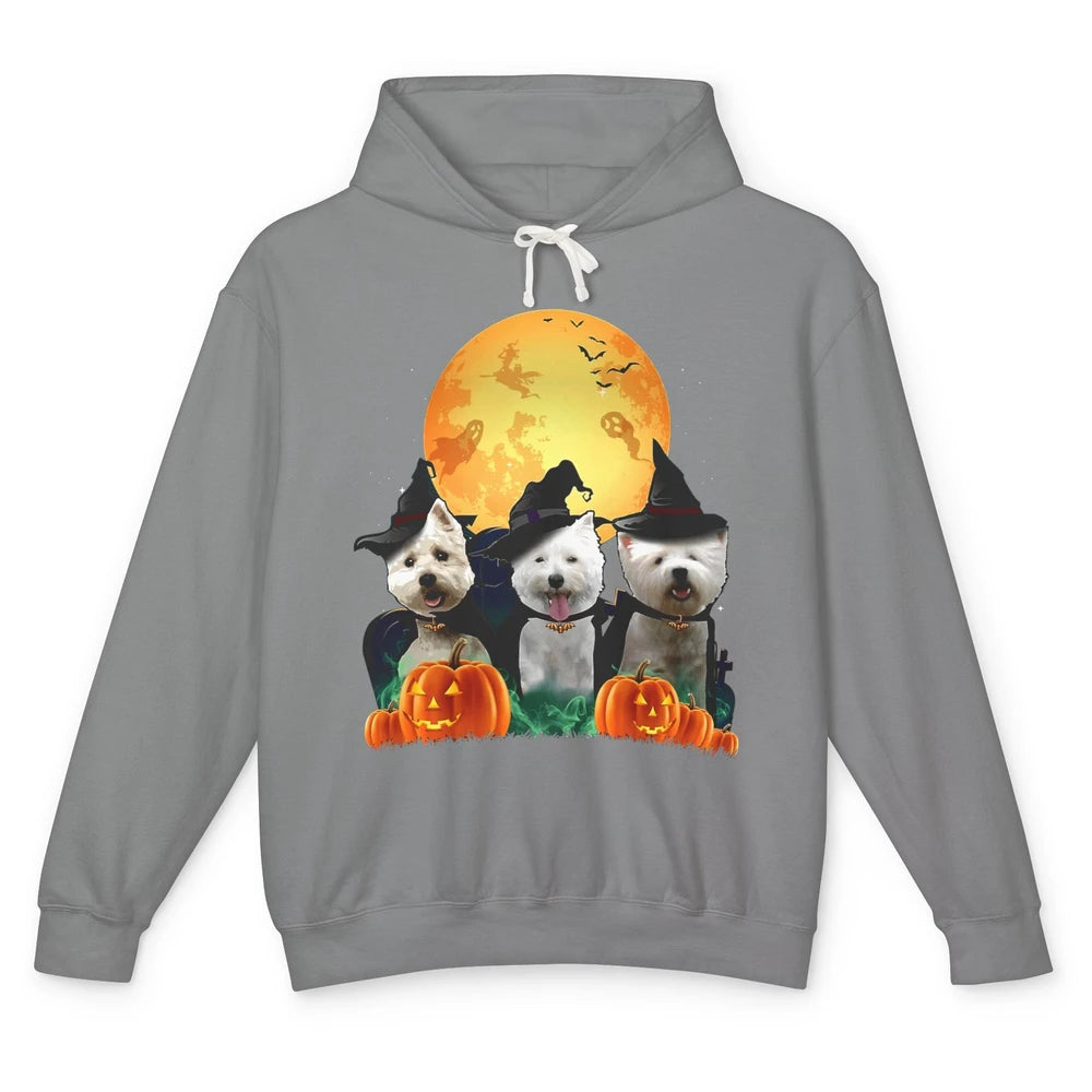 Westie Witch Pumpkin Jack-o-lantern Halloween Dog Mom Gift Unisex Lightweight Hoodie