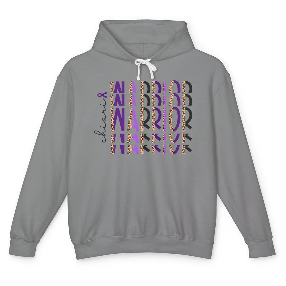 Chiari Warrior Leopard Purple Ribbon Chiari Awareness Month Unisex Lightweight Hoodie