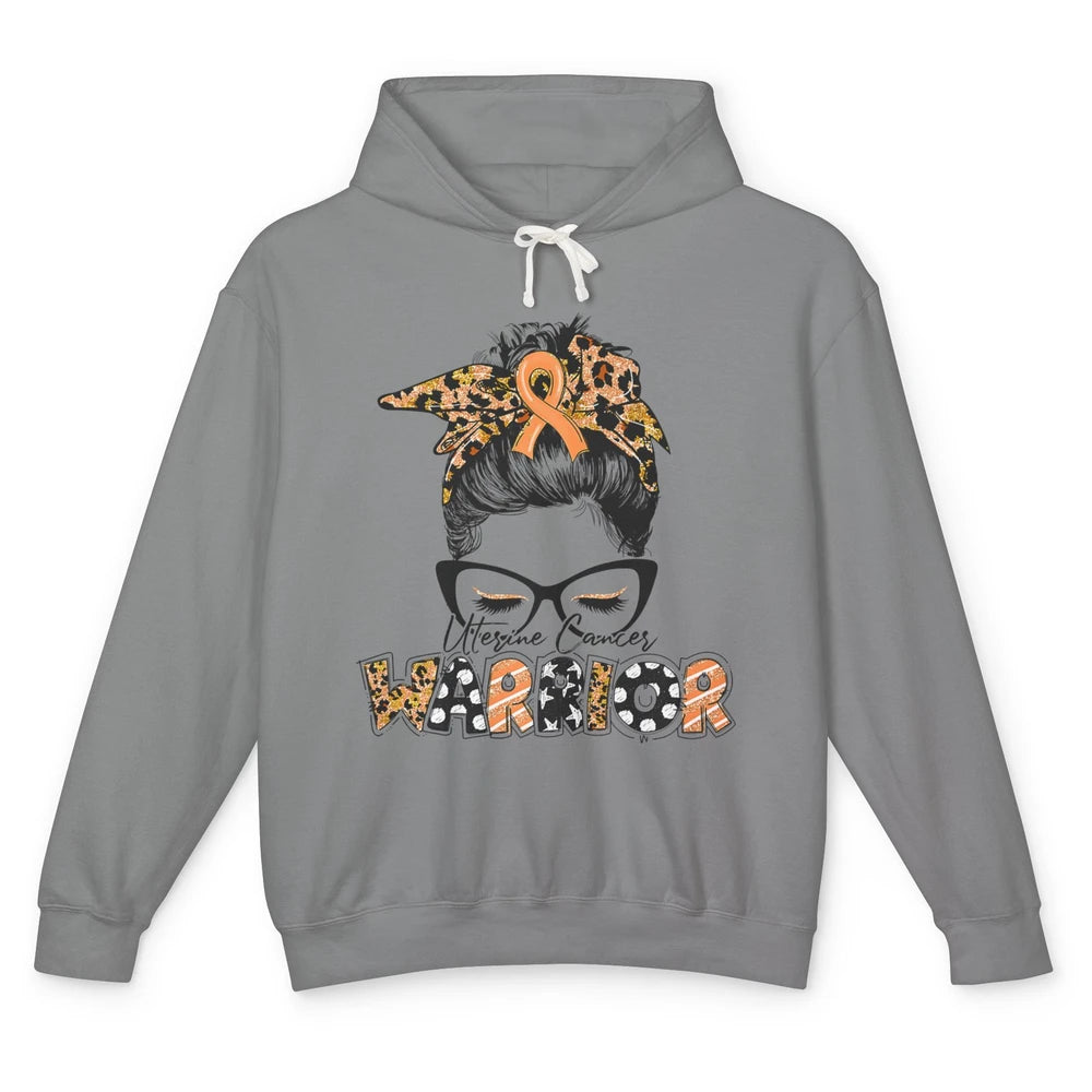 Messy Hair Leopard Woman Warrior Uterine Cancer Awareness Unisex Lightweight Hoodie