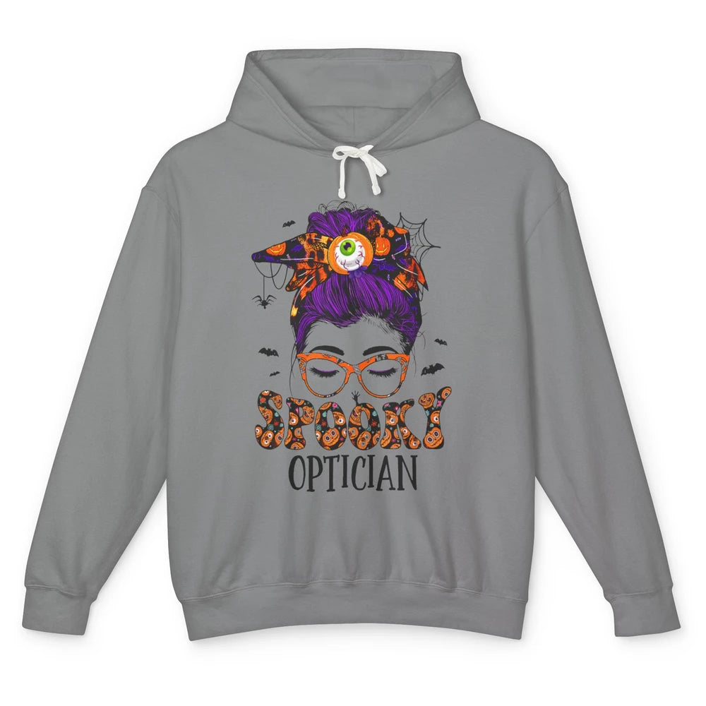 Optician Messy Hair Bun Eye Glasses Halloween Spooky Season Unisex Lightweight Hoodie