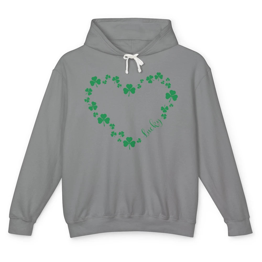 St Patricks Day Shamrock Heart Lucky St Paddy Irish Holiday Unisex Lightweight Hoodie