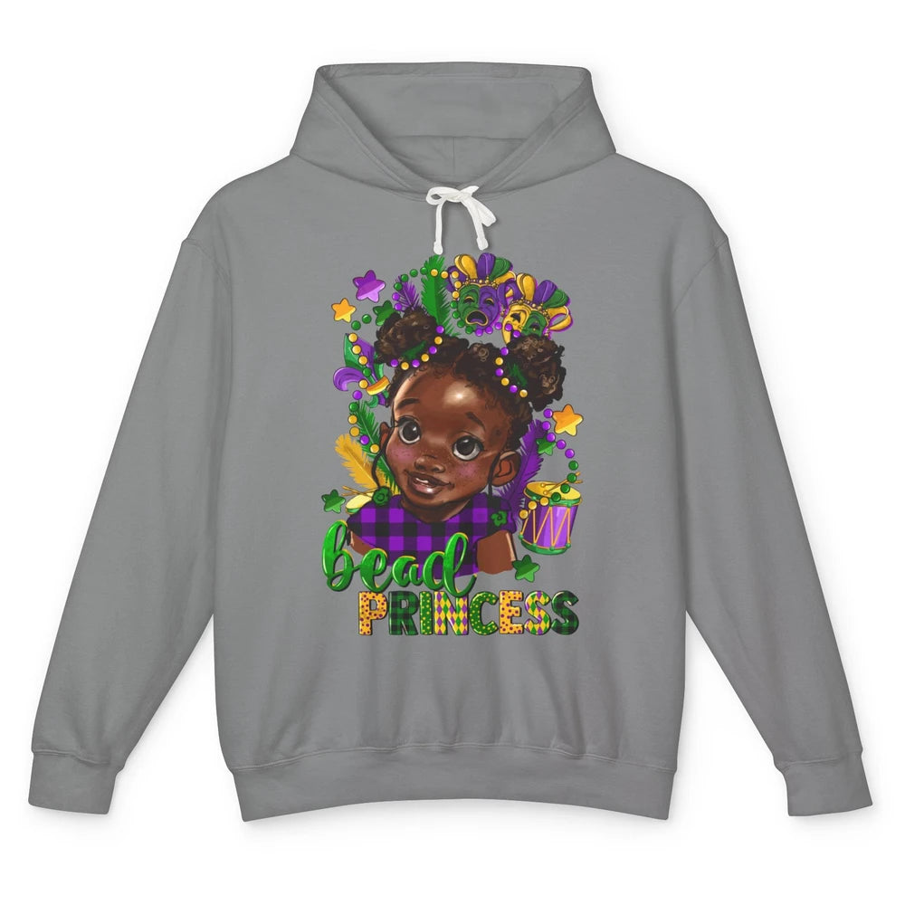 Mardi Gras Bead Princess Black Girl Fat Tuesday New Orleans Unisex Lightweight Hoodie