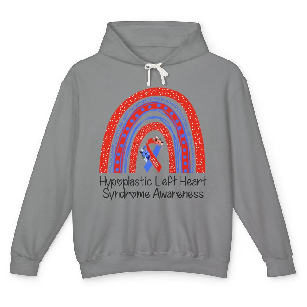 Hypoplastic Left Heart Syndrome Awareness Red Blue Rainbow Unisex Lightweight Hoodie