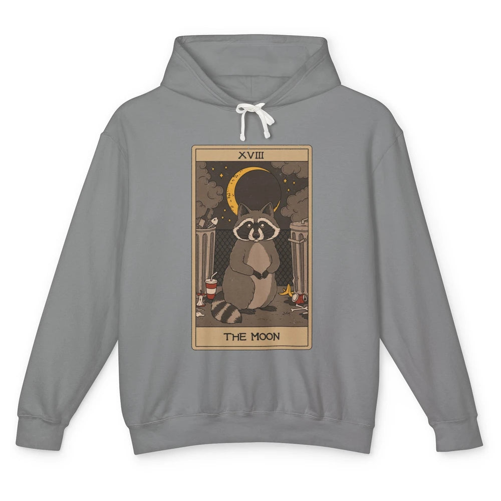 The Moon Raccoon Tarot Card Vintage Opossum Trashed Panda Unisex Lightweight Hoodie