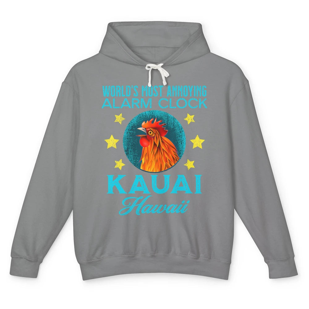 Kauai Hawaii Alarm Clock Chicken Rooster Hawaiian Beach Trip Unisex Lightweight Hoodie