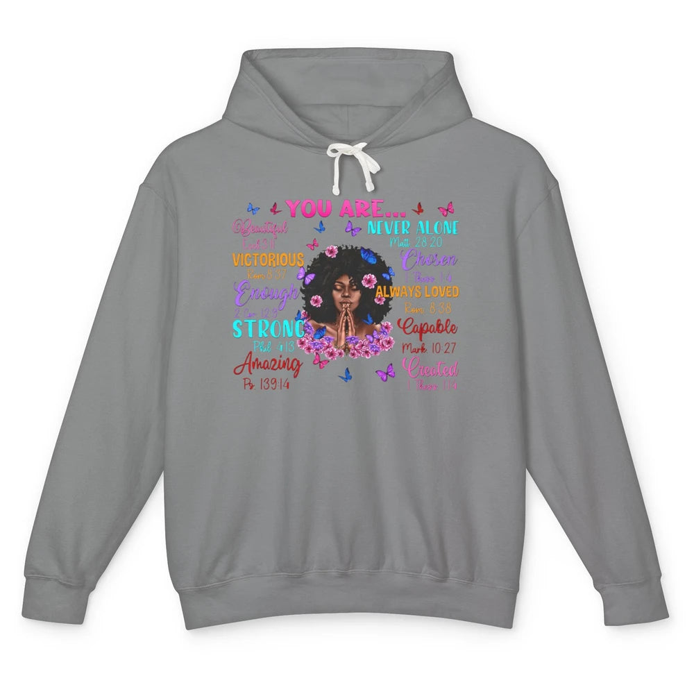 Afro Women Christian God Says I Am Bible Verse Religious Unisex Lightweight Hoodie