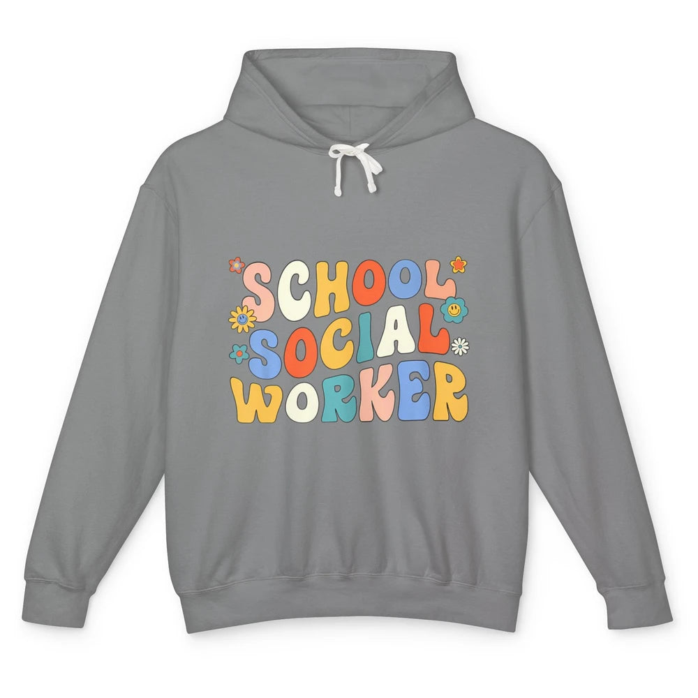 Groovy School Social Worker Retro 70s Teacher First Day Boho Unisex Lightweight Hoodie