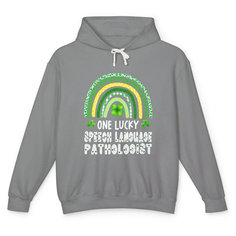 Lucky Speech Language Pathologist SLP Rainbow St Patrick Day Unisex Lightweight Hoodie