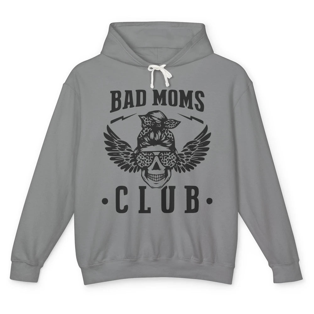 Funny Messy Bun Proud Of Member Of Bad Moms Club Leopard Unisex Lightweight Hoodie