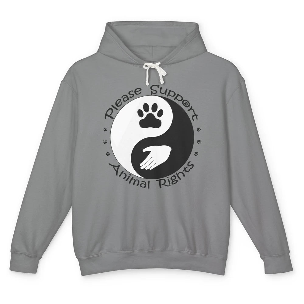 Please Support Animal Rights Pet Rescuer Paw Yin Yang Adopt Unisex Lightweight Hoodie