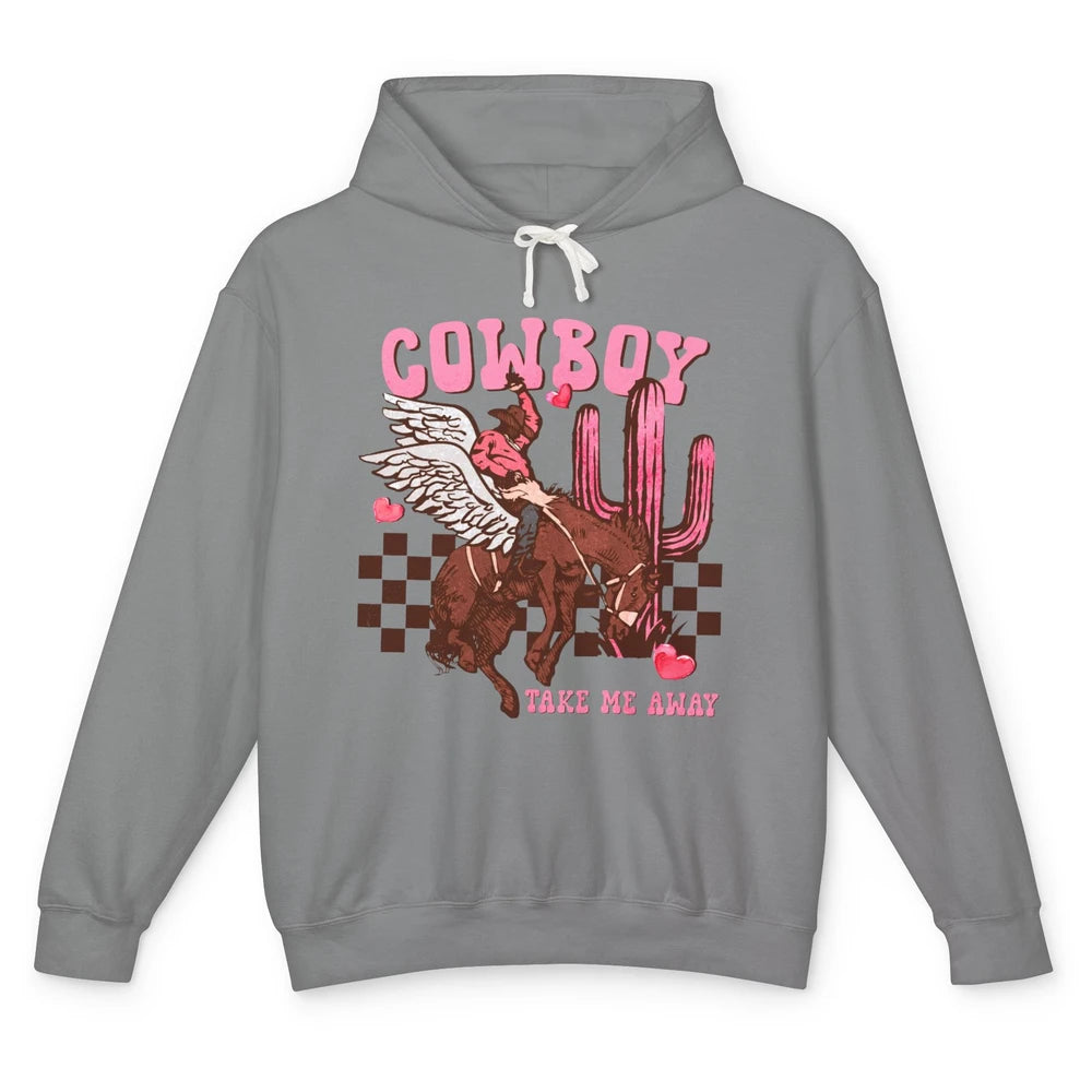 Take Me Away Valentine Cowboy Rodeo Horse Riding Western Unisex Lightweight Hoodie