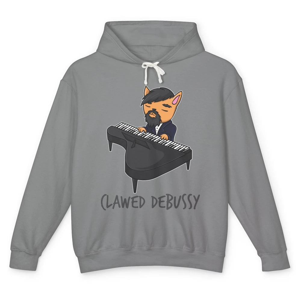 Clawed Debussy Orange Cat Piano Classical Music Composer Pun Unisex Lightweight Hoodie