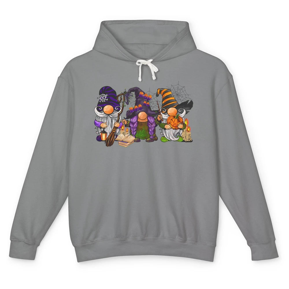 Retro Gnomes Witch Halloween Witchy Gnomies Horror Hallows Unisex Lightweight Hoodie