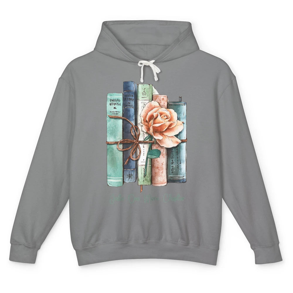 Just One More Chapter Minimalist Floral Book Page Aesthetic Unisex Lightweight Hoodie