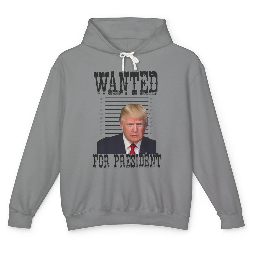 Wanted For President Support Trump 2024 Back Anti Biden Unisex Lightweight Hoodie