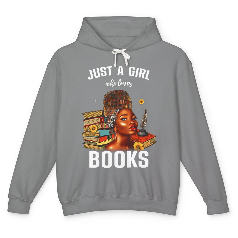 Black Girl Just A Girl Loves Books Magic Librarian Read Book Unisex Lightweight Hoodie