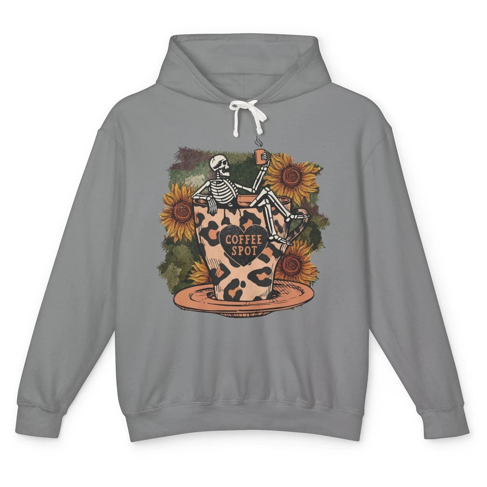 Sunflower Skeleton Dead Inside But Caffeinated Coffee Lovers Unisex Lightweight Hoodie