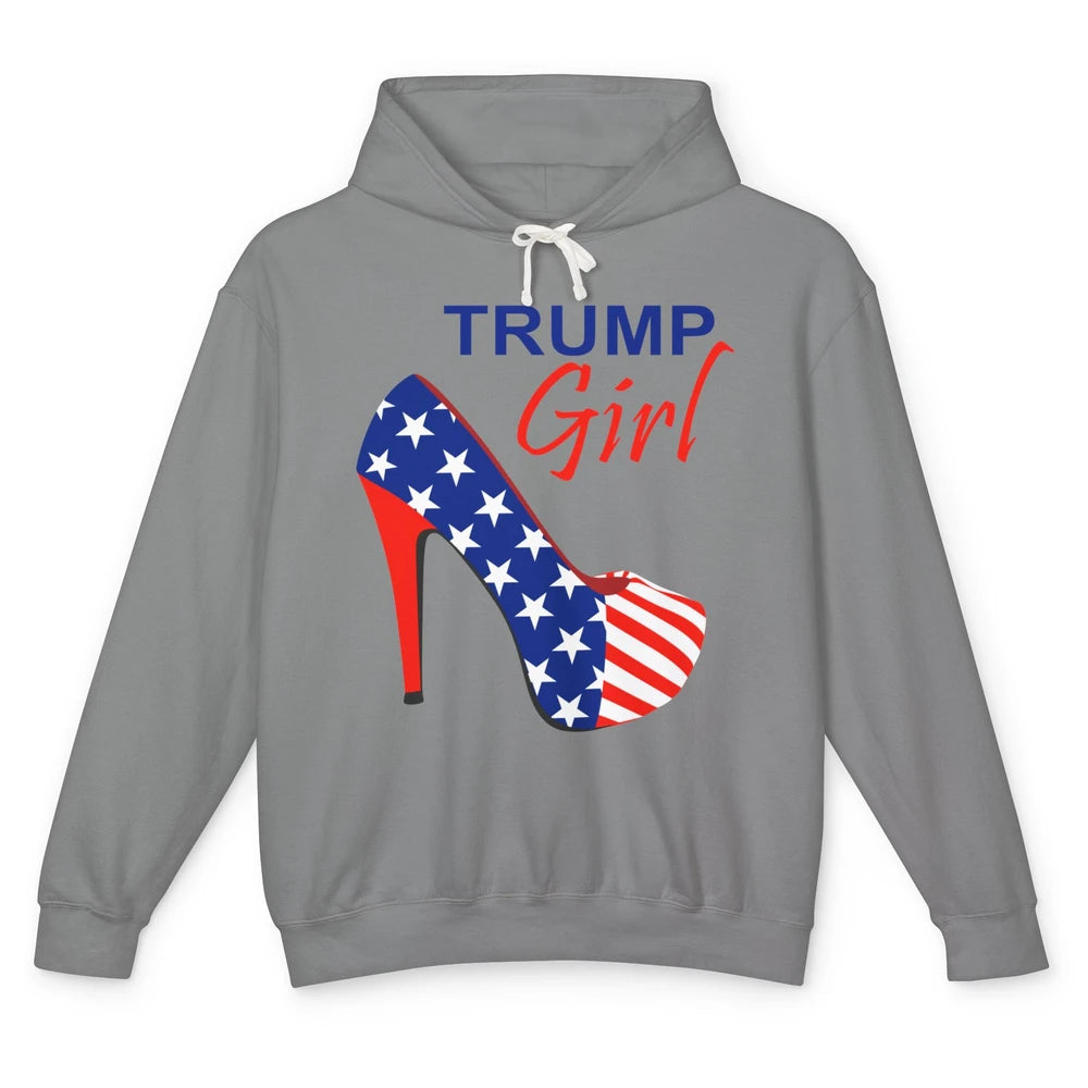 Trump Girl American Flag High Heels Republican Trump Support Unisex Lightweight Hoodie