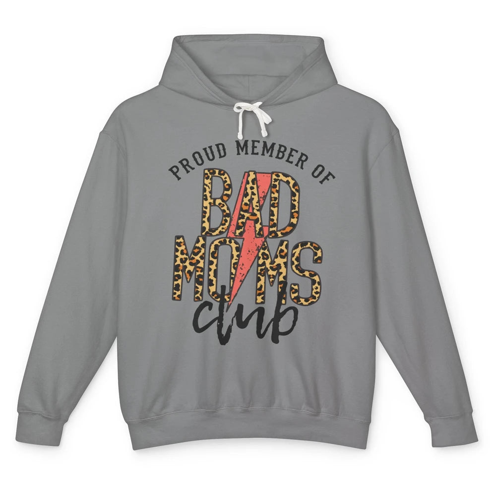 Leopard Proud Member Of Bad Moms Club Lightning Bolt Western Unisex Lightweight Hoodie