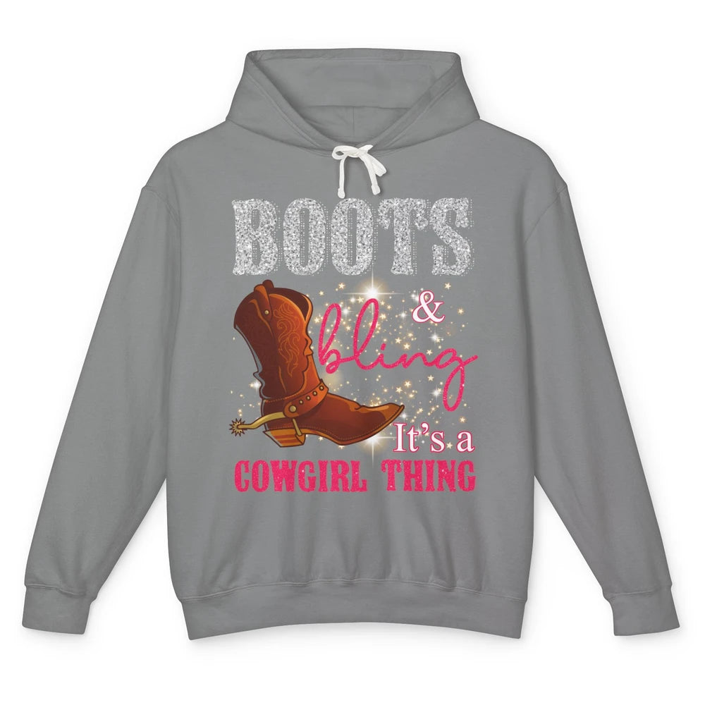 Western Country Cowgirl Thing Boots Bling Women Rodeo Cowboy Unisex Lightweight Hoodie