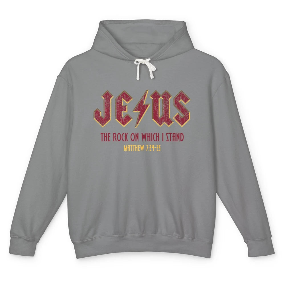 Retro Jesus The Rock On Which I Stand Faith Christian God Unisex Lightweight Hoodie