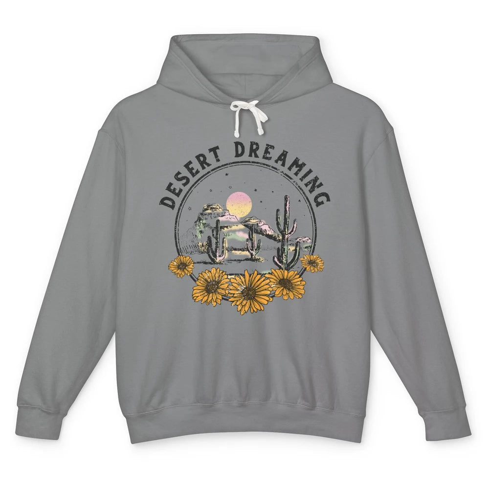 Desert Dreaming Sunflower Cactus Sun Southwestern Wilderness Unisex Lightweight Hoodie