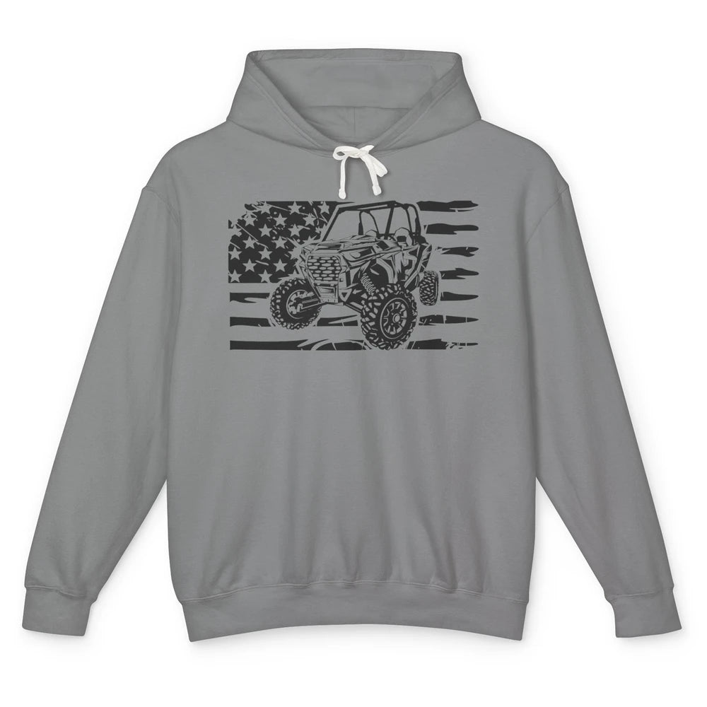 Retro US Flag UTV Riding Offroad Mountain Side By Side Rider Unisex Lightweight Hoodie