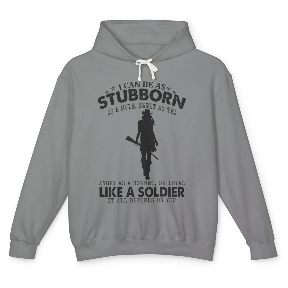 Retro Cowgirl Stubborn As Mule Sweet As Tea Western Country Unisex Lightweight Hoodie